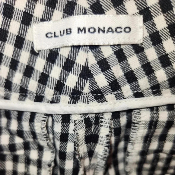 Club Monaco Gingham Checkered Black and White Ankle Cotton Pants - Picture 3 of 6